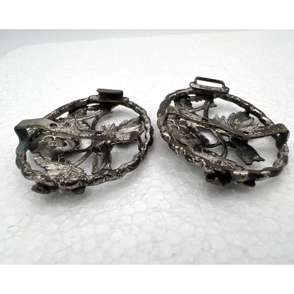 Antique Belt Sash Buckle Gilded Brass Art Nouveau Open Cut Intricate Leaf Flower - Picture 8 of 8